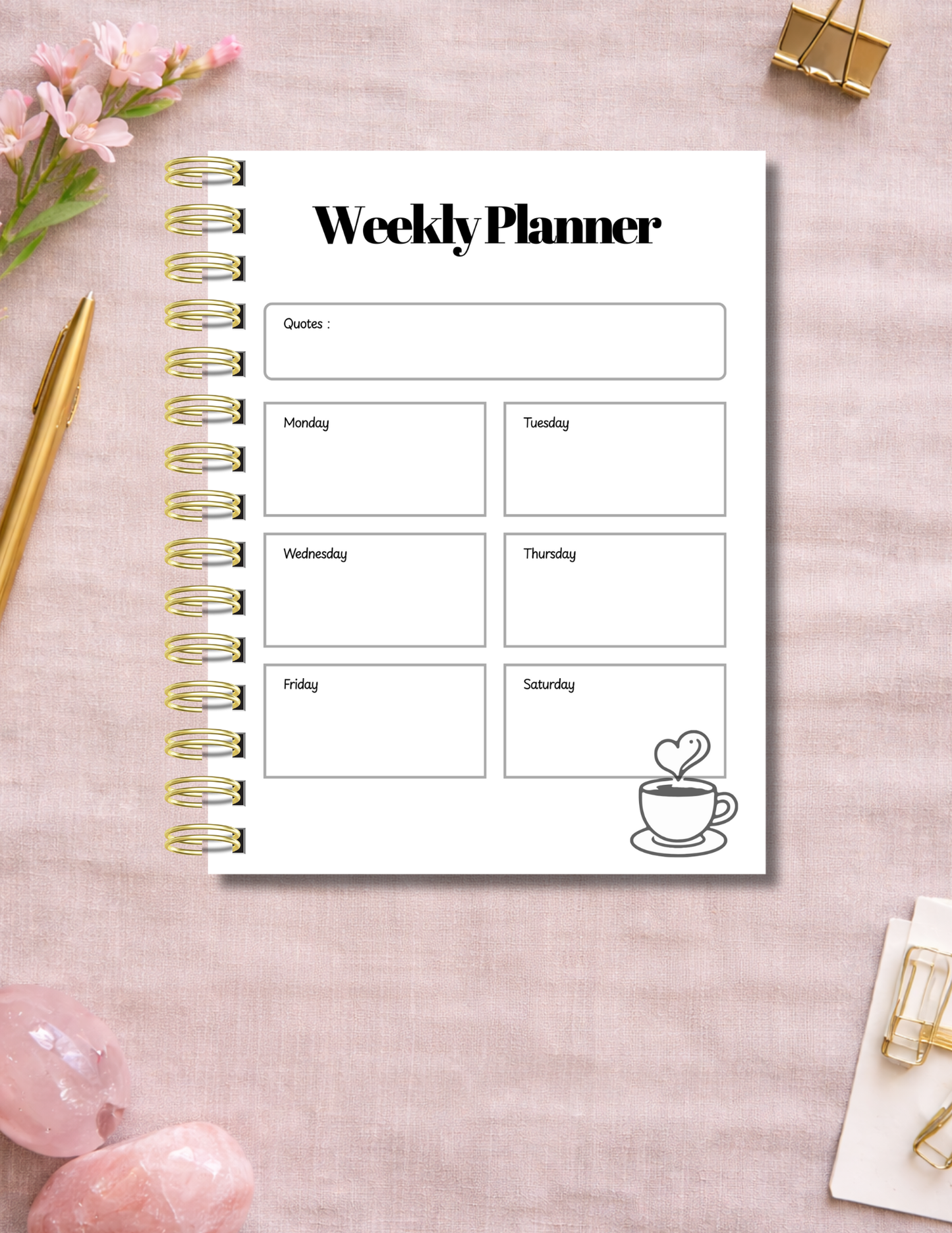 Tropical Floral Meeting Notes & Weekly Planner Notebook  8.5 x 11 Laminated Cover